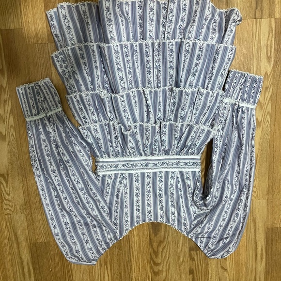 LOVESHACKFANCY Astor Striped Ruffle-tiered Dress In Dusk Size 2 - Picture 10 of 10